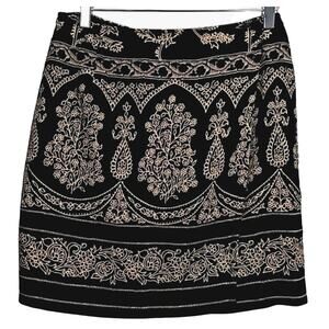 Monte' Womens True Wrap Button Closure Italian Material Lined Black Tan Skirt 10